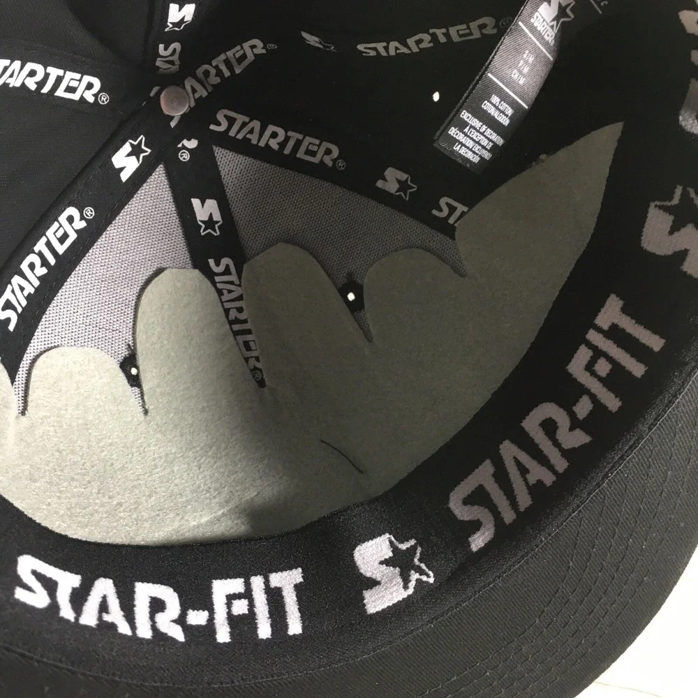 Starter Men's STAR-FIT Flat Brim Cap, Black Size Medium